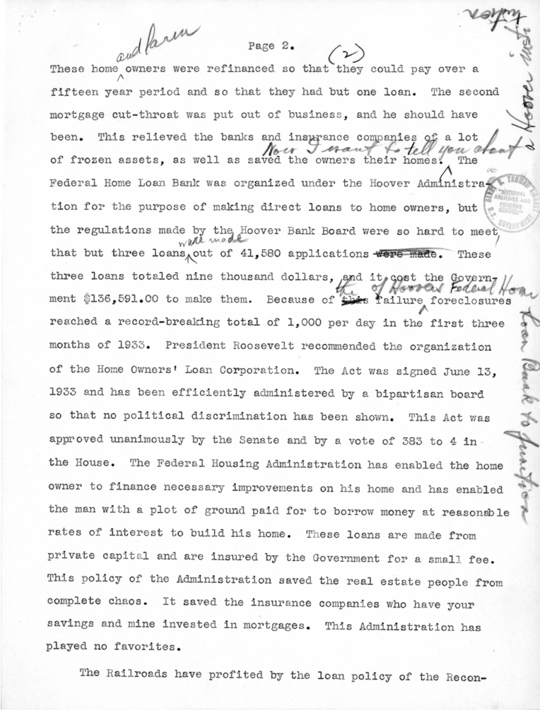 Handwritten Speech Draft and Notes of Senator Harry S. Truman