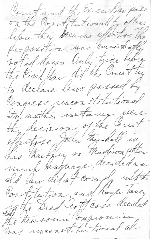 Handwritten Draft Speech of Senator Harry S. Truman on the Supreme Court Controversy