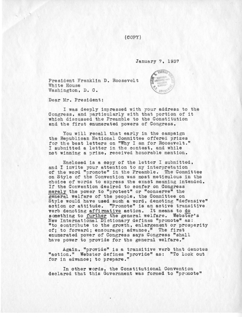 Correspondence Between Senator Harry S. Truman and Price Wickersham