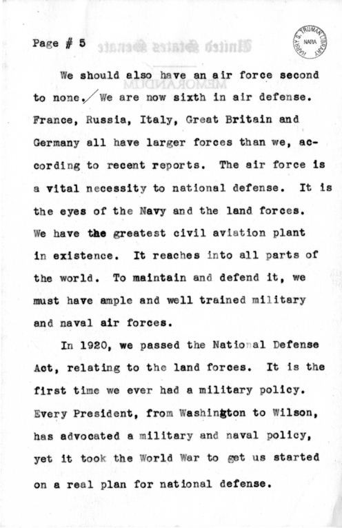 Speech Draft of Senator Harry S. Truman Delivered at Larchmont, New York