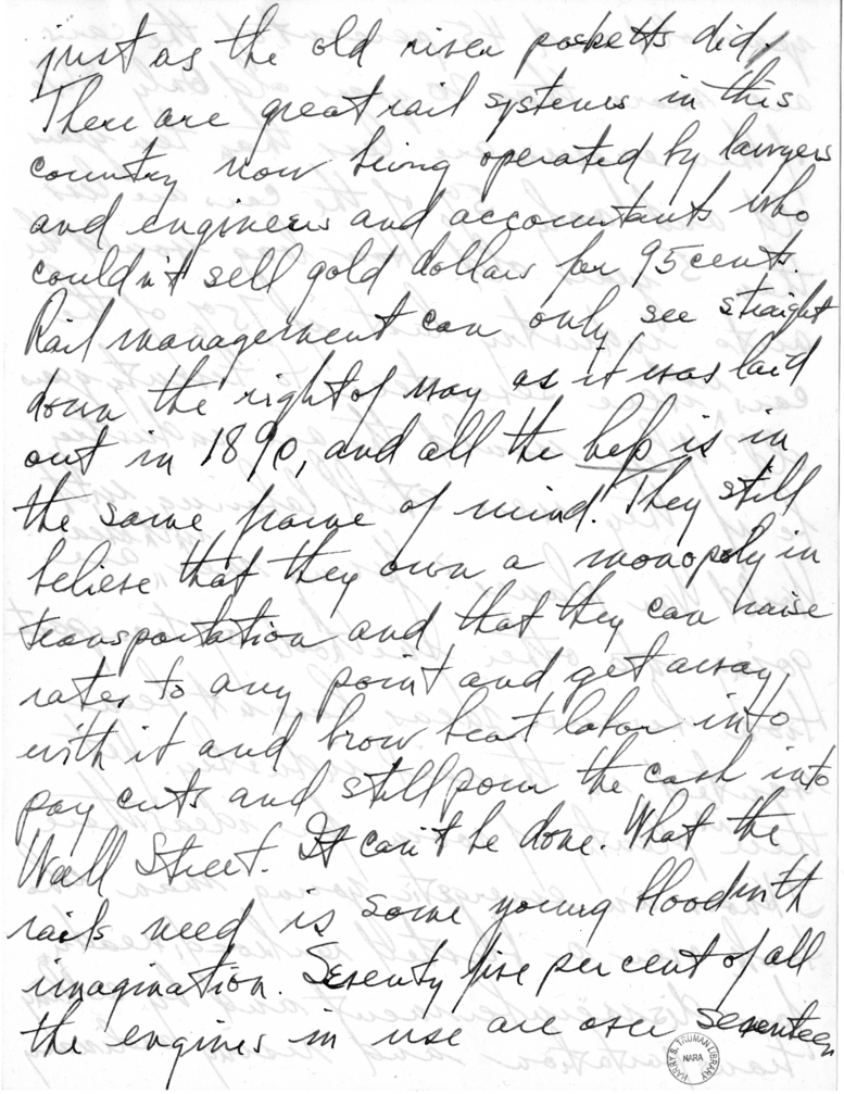 Handwritten Speech Draft of Senator Harry S. Truman