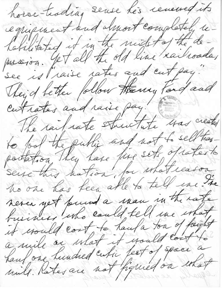 Handwritten Speech Draft of Senator Harry S. Truman