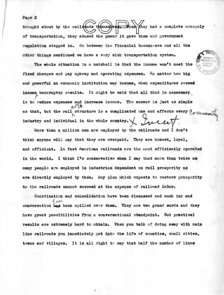 Speech Draft of Senator Harry S. Truman