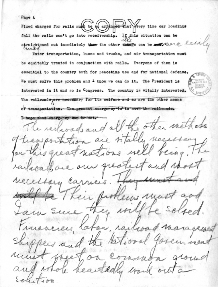 Speech Draft of Senator Harry S. Truman