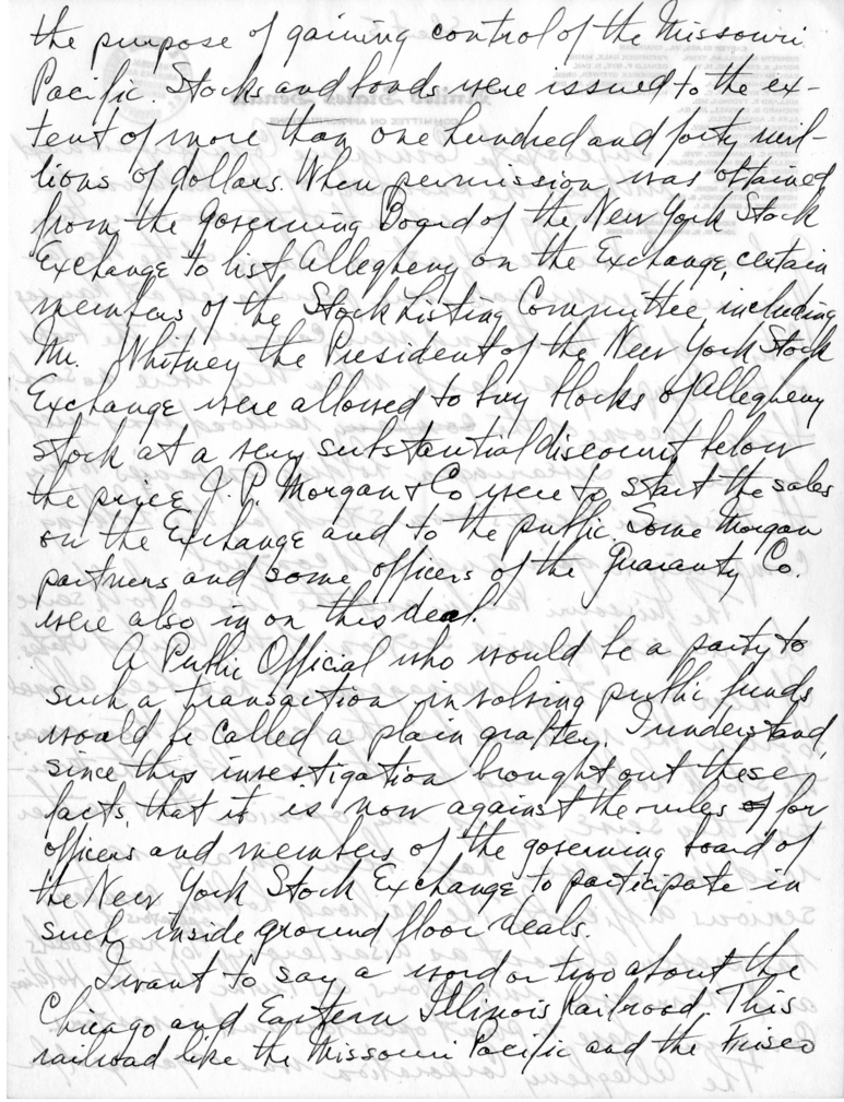 Handwritten Speech Draft of Senator Harry S. Truman