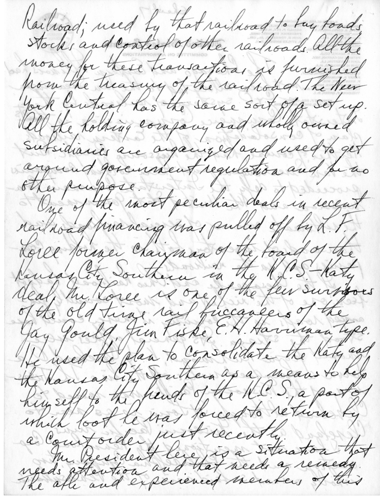 Handwritten Speech Draft of Senator Harry S. Truman