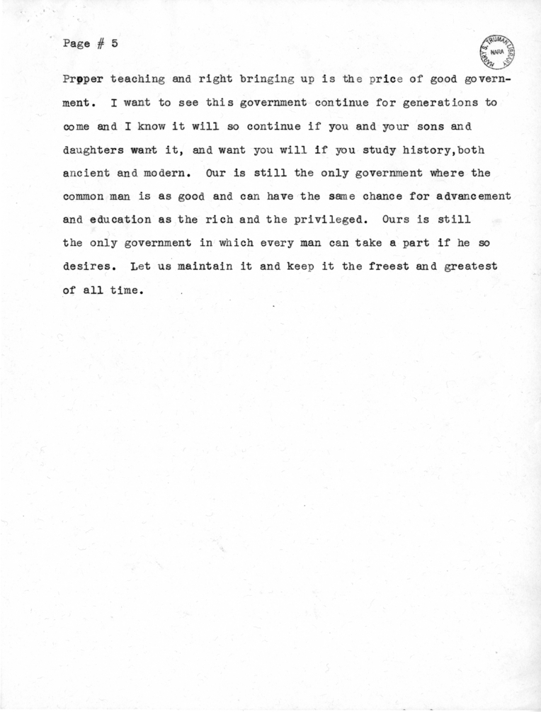 Speech of Senator Harry S. Truman delivered at St. Louis, Missouri