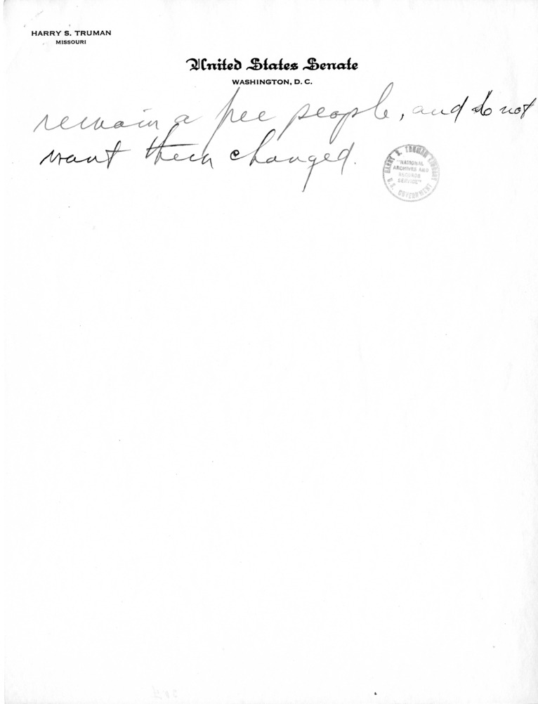 Handwritten Inserts and Fragments of Speech Delivered by Senator Harry S. Truman, St. Louis, Missouri