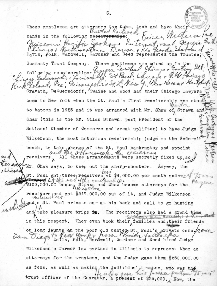 Draft Speech of Senator Harry S. Truman, "Statesmanship in Finance"