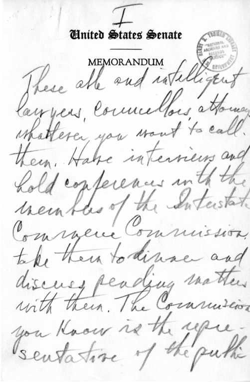 Draft Speech of Senator Harry S. Truman, "Statesmanship in Finance"