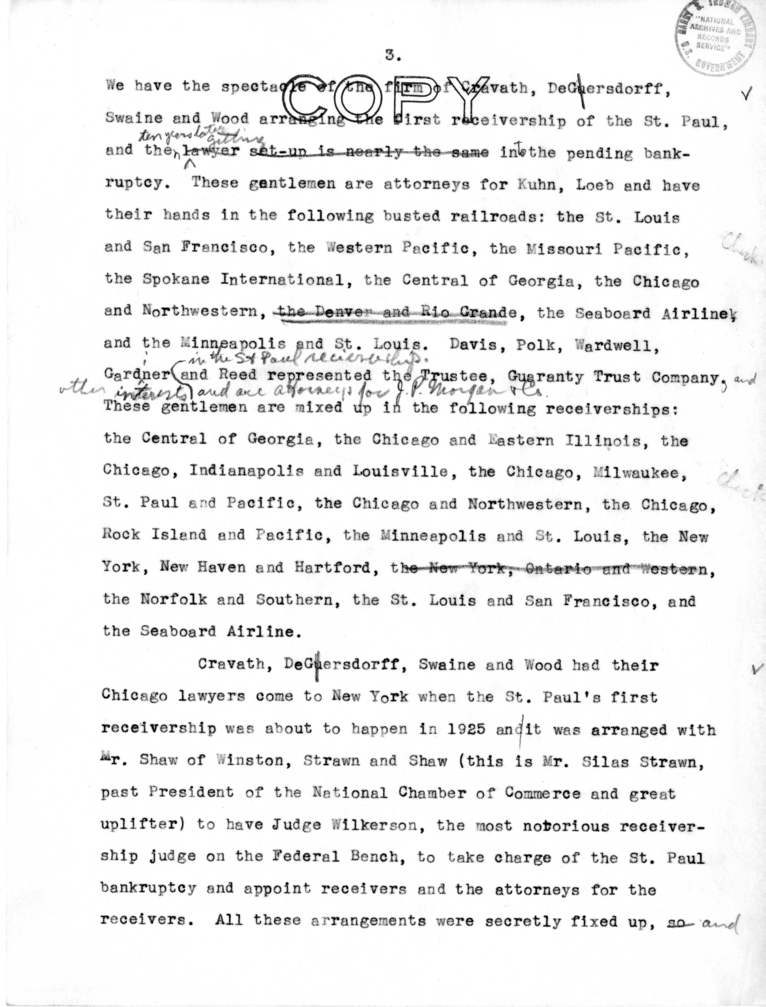 Draft Speech of Senator Harry S. Truman, "Statesmanship in Finance"