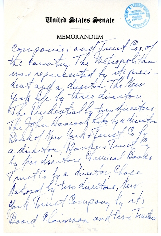 Handwritten Draft Speech of Senator Harry S. Truman, "Statesmanship in Finance"