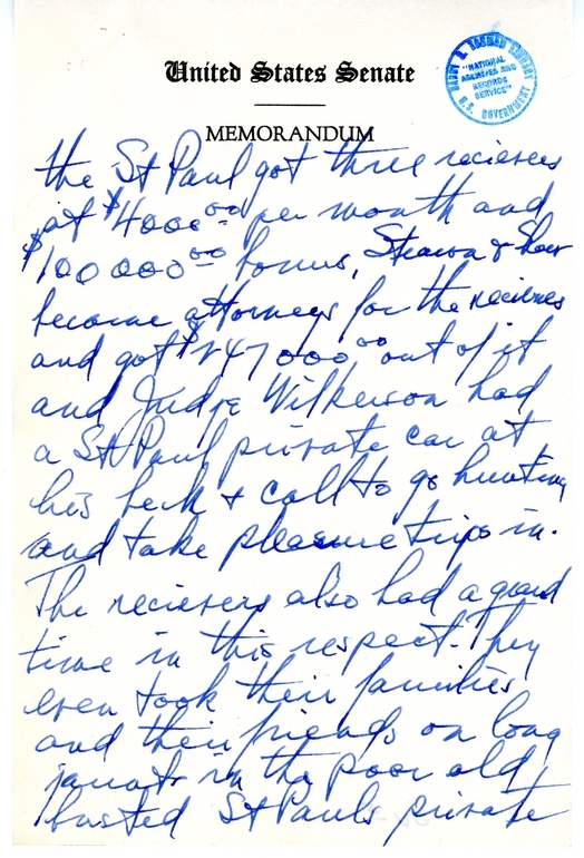 Handwritten Draft Speech of Senator Harry S. Truman, "Statesmanship in Finance"