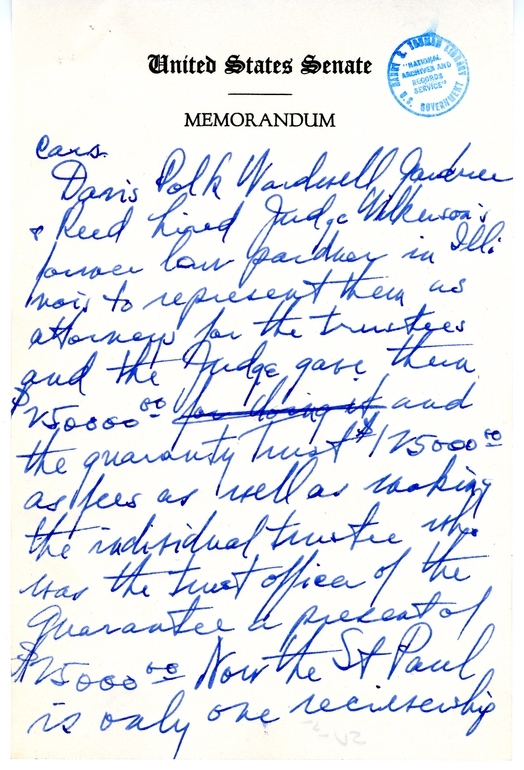 Handwritten Draft Speech of Senator Harry S. Truman, "Statesmanship in Finance"