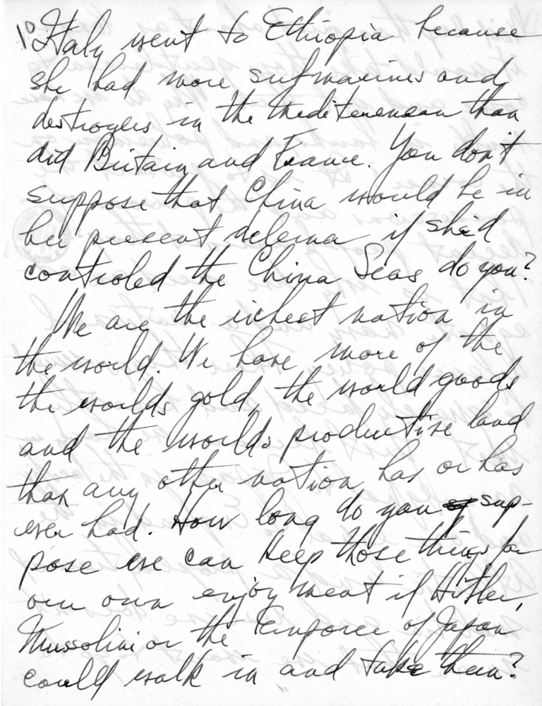 Handwritten Draft Speech of Senator Harry S. Truman to the Franklin D. Roosevelt Women's Club of Springfield, Missouri