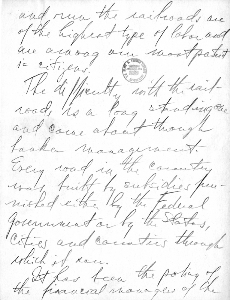 Handwritten Draft Speech of Senator Harry S. Truman