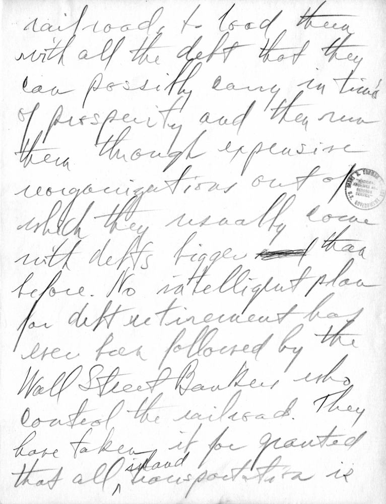 Handwritten Draft Speech of Senator Harry S. Truman