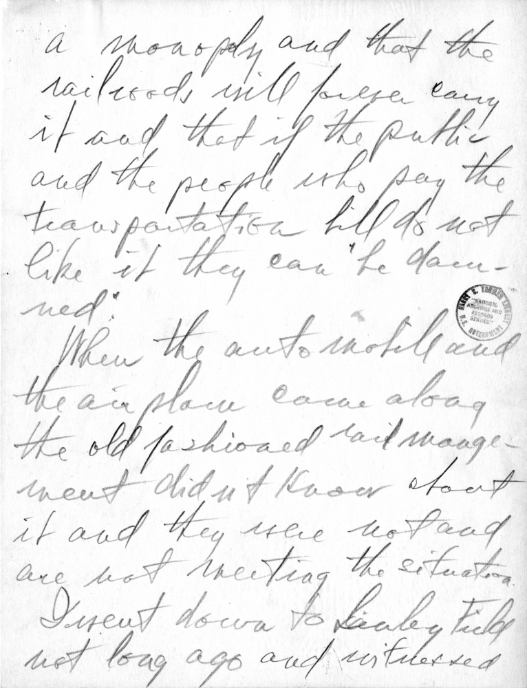 Handwritten Draft Speech of Senator Harry S. Truman