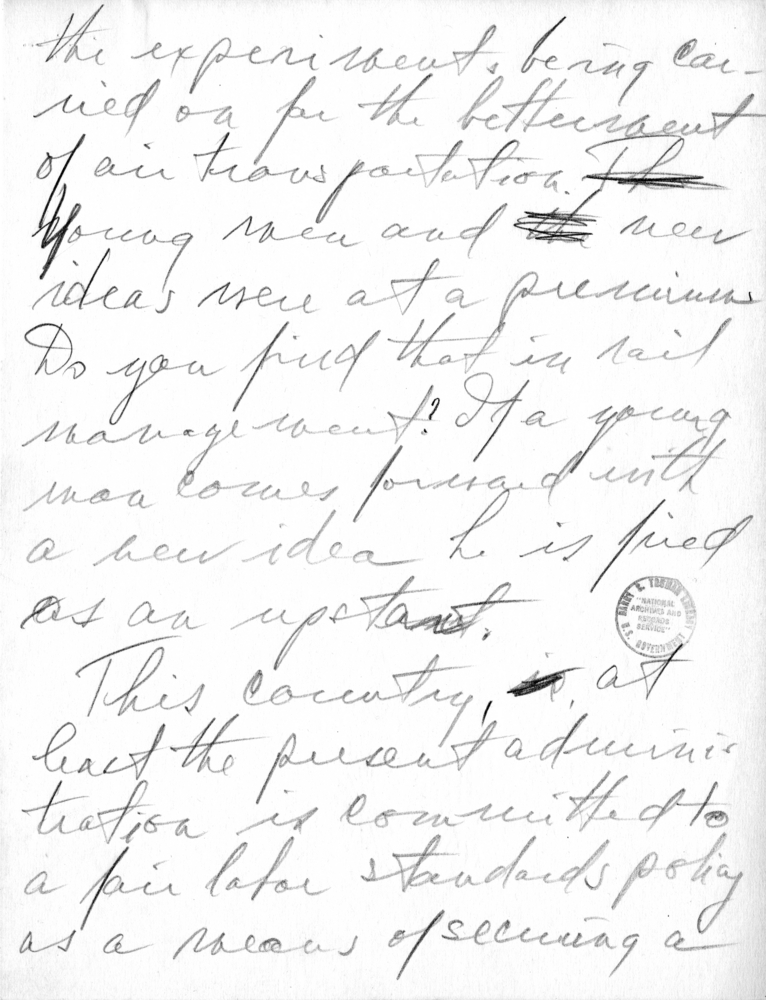 Handwritten Draft Speech of Senator Harry S. Truman