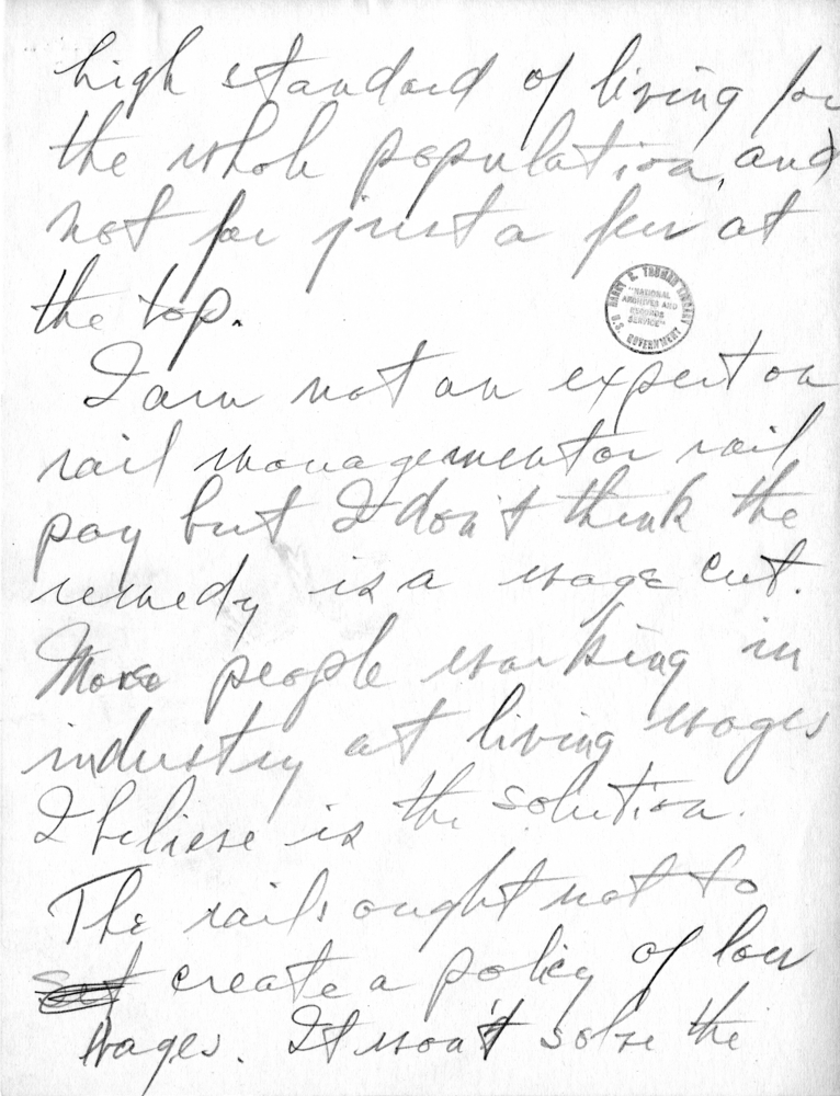 Handwritten Draft Speech of Senator Harry S. Truman