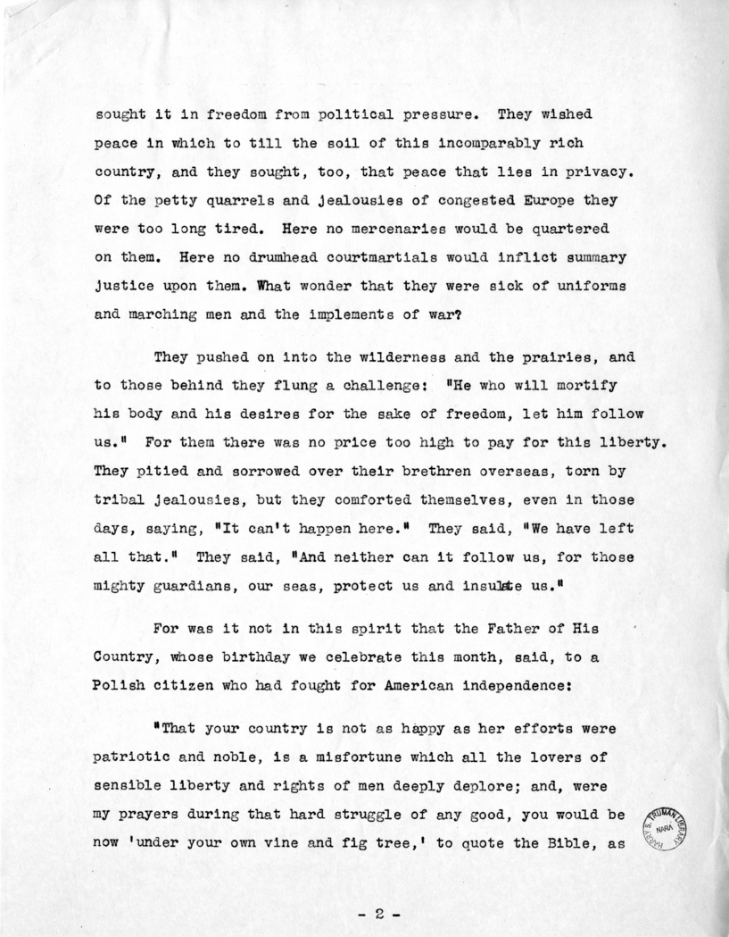 Draft of Speech of Senator Harry S. Truman to the National Aviation Forum