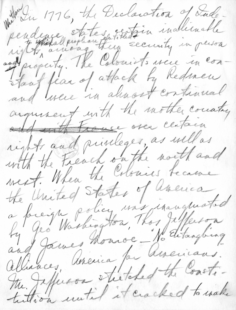 Draft Speech of Senator Harry S. Truman to the National Aviation Forum