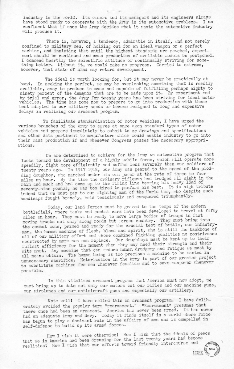 Speech of Assistant Secretary of War Louis Johnson Before the Convention of the Motor and Equipment Wholesalers Association at Chicago, Illinois