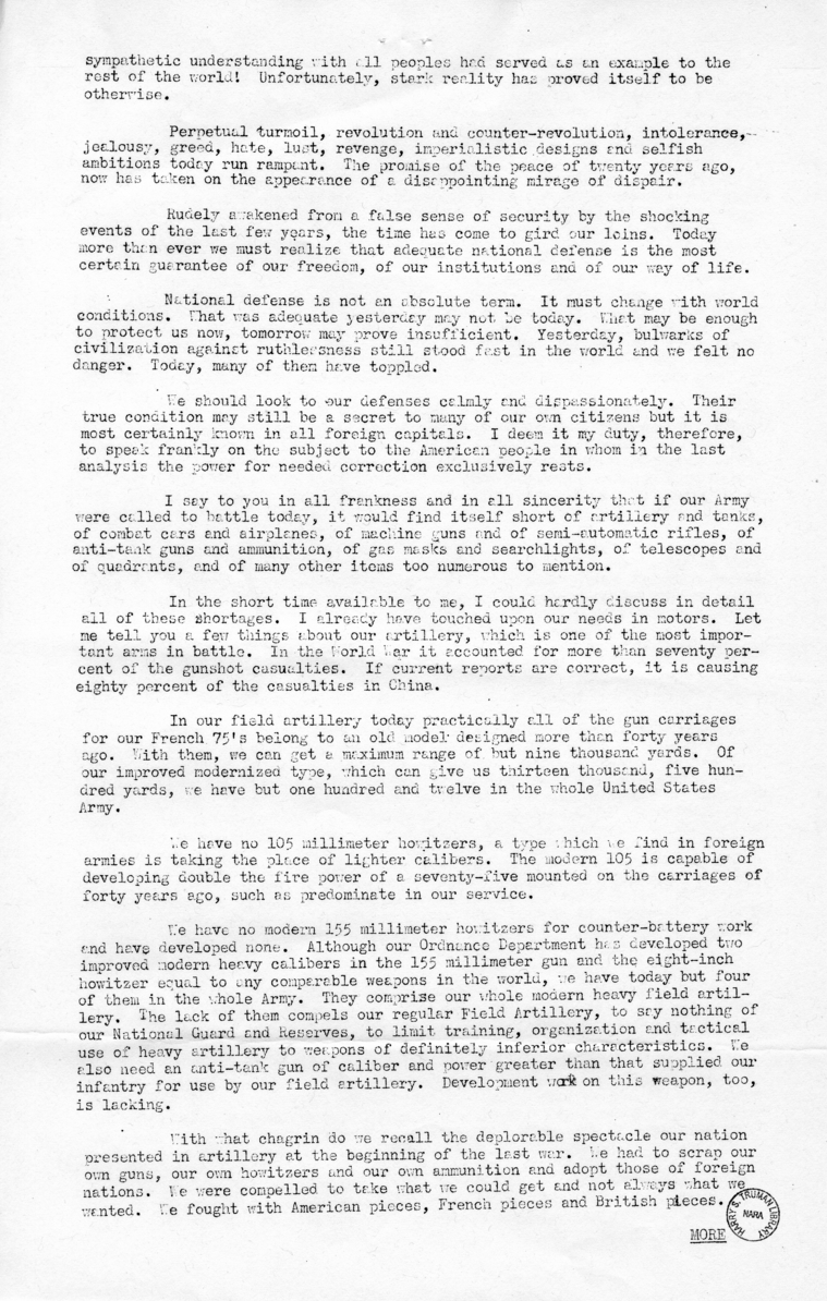 Speech of Assistant Secretary of War Louis Johnson Before the Convention of the Motor and Equipment Wholesalers Association at Chicago, Illinois