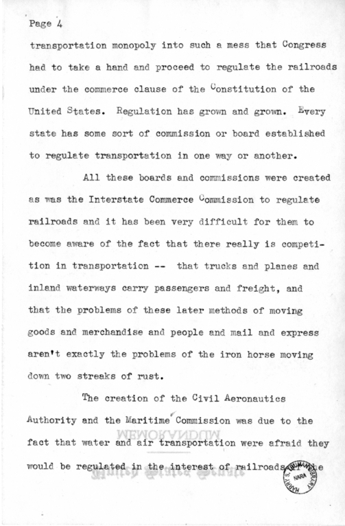 Speech of Senator Harry S. Truman to Members of the Maryland Motor Truck Association at Baltimore, Maryland