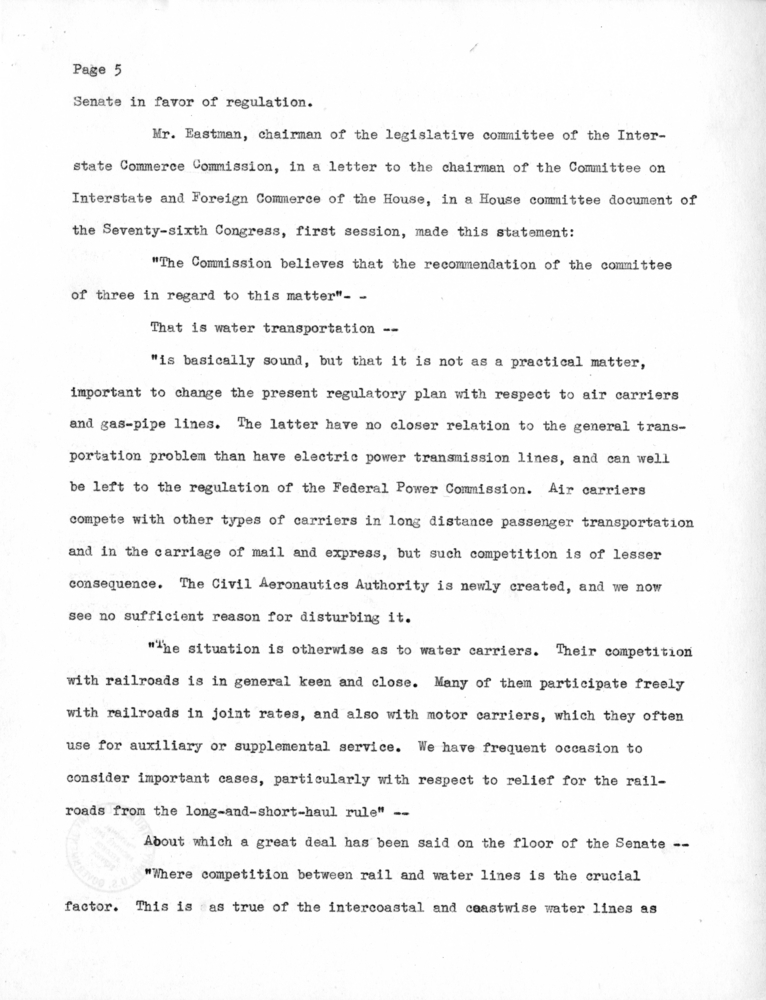 Draft Speech of Senator Harry S. Truman at Chicago, Illinois to the American Trucking Association