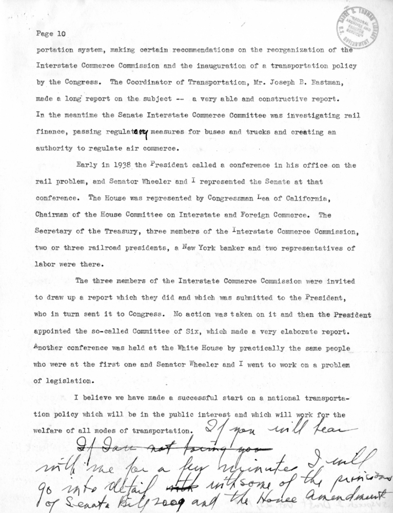 Draft Speech of Senator Harry S. Truman at Chicago, Illinois to the American Trucking Association