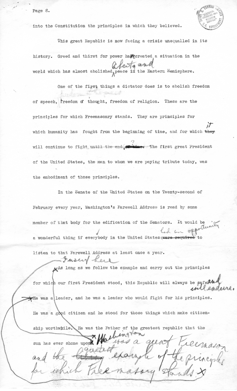 Draft Radio Speech of Senator Harry S. Truman