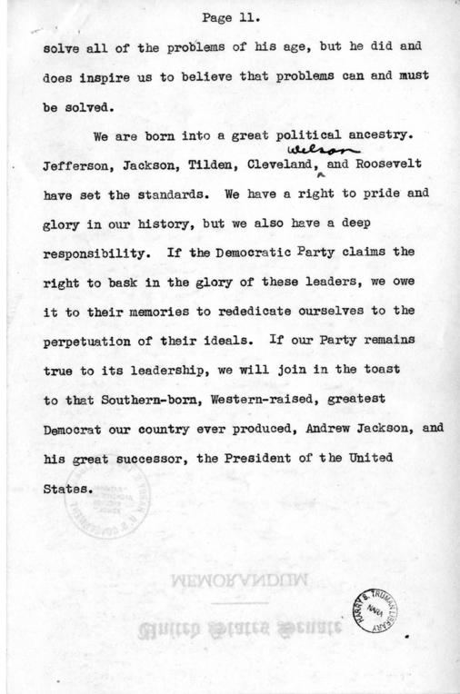 Speech of Senator Harry S. Truman at Louisville, Kentucky