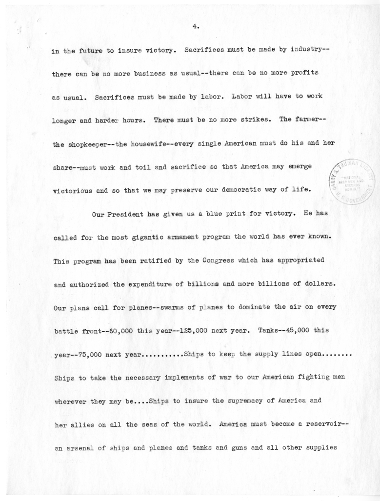 Speech of Senator Harry S. Truman at Philadelphia, Pennsylvania