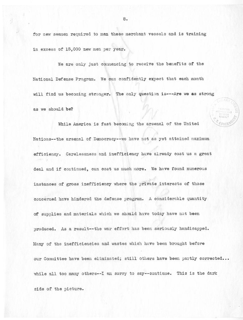 Speech of Senator Harry S. Truman at Philadelphia, Pennsylvania