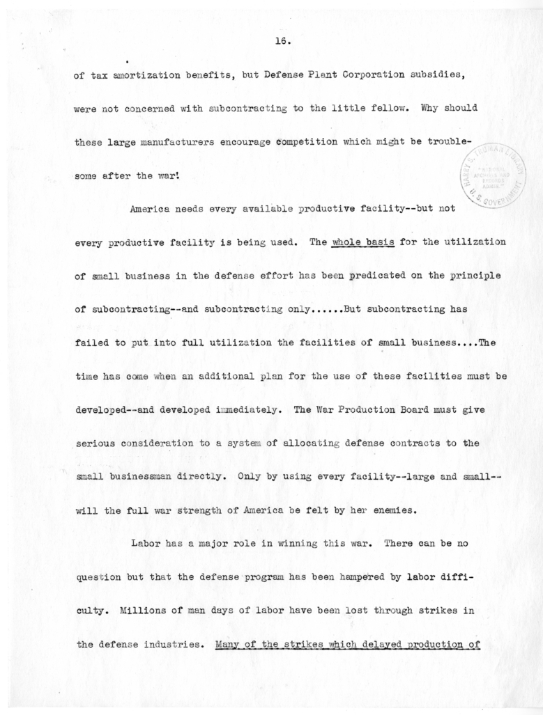 Speech of Senator Harry S. Truman at Philadelphia, Pennsylvania