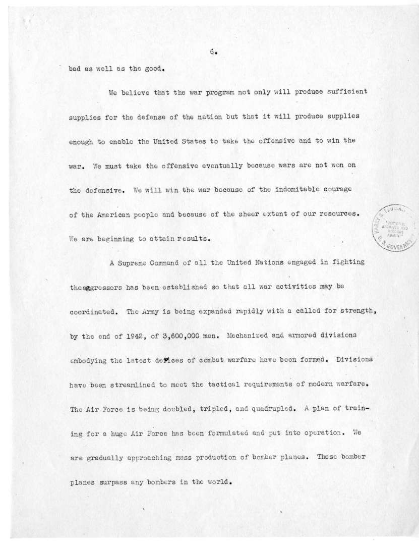 Draft Speech of Senator Harry S. Truman delivered at Philadelphia, Pennsylvania