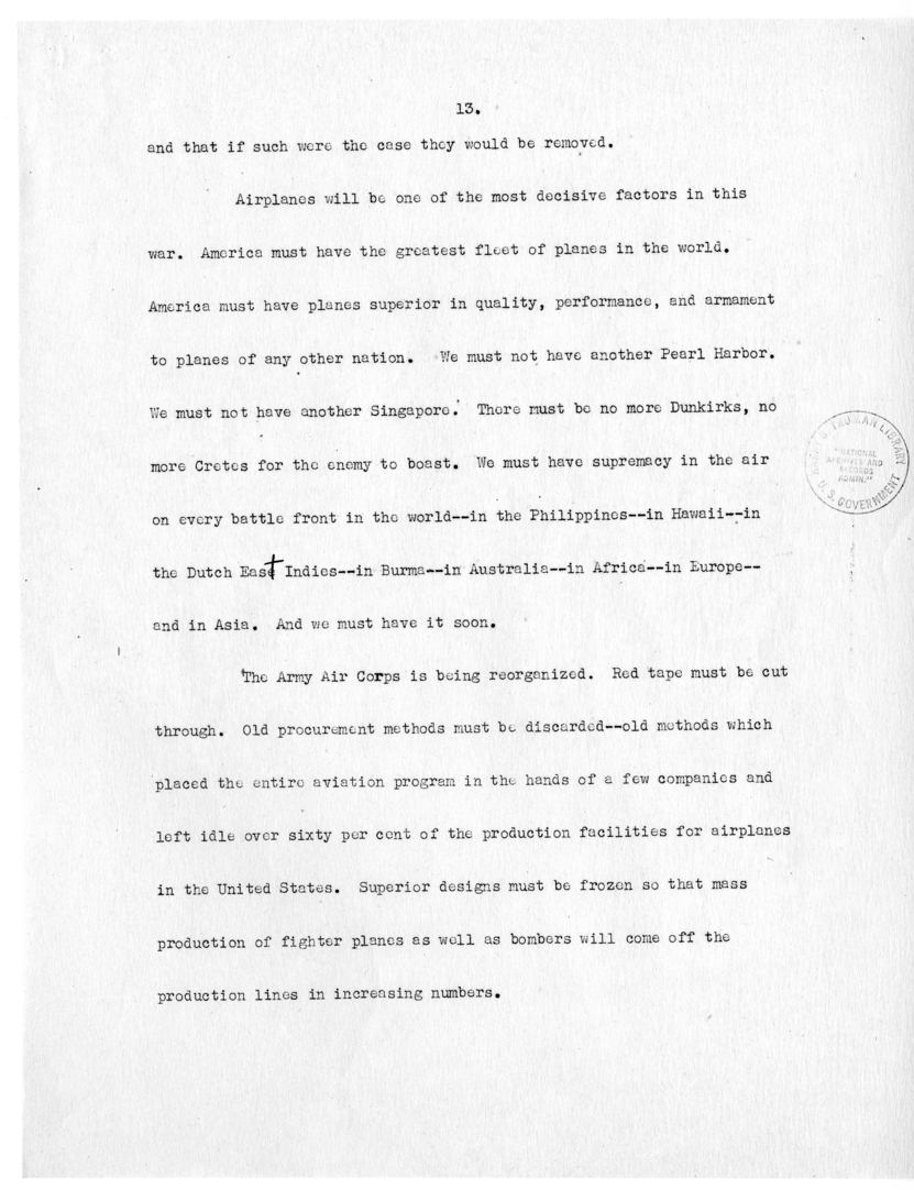 Draft Speech of Senator Harry S. Truman delivered at Philadelphia, Pennsylvania