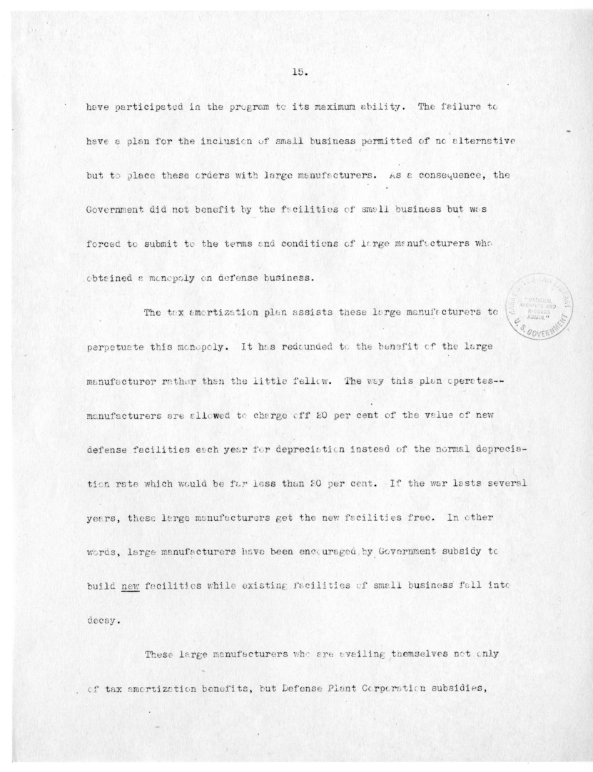 Draft Speech of Senator Harry S. Truman delivered at Philadelphia, Pennsylvania