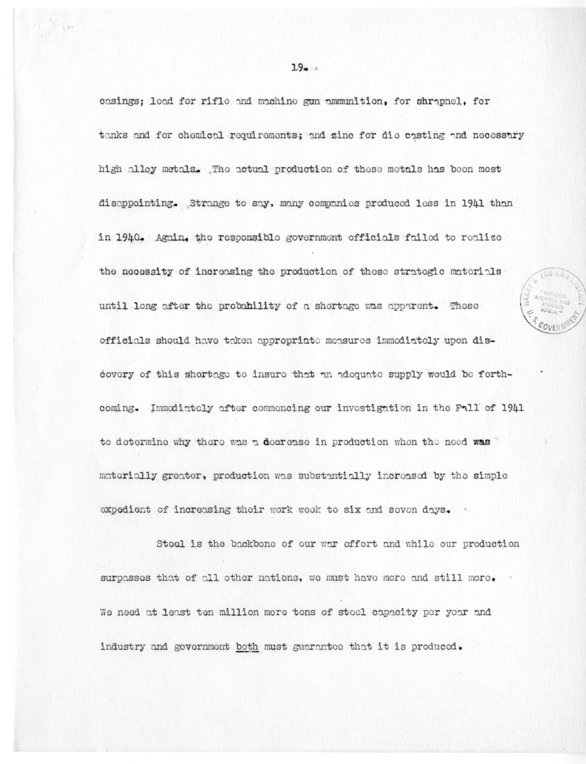 Draft Speech of Senator Harry S. Truman delivered at Philadelphia, Pennsylvania