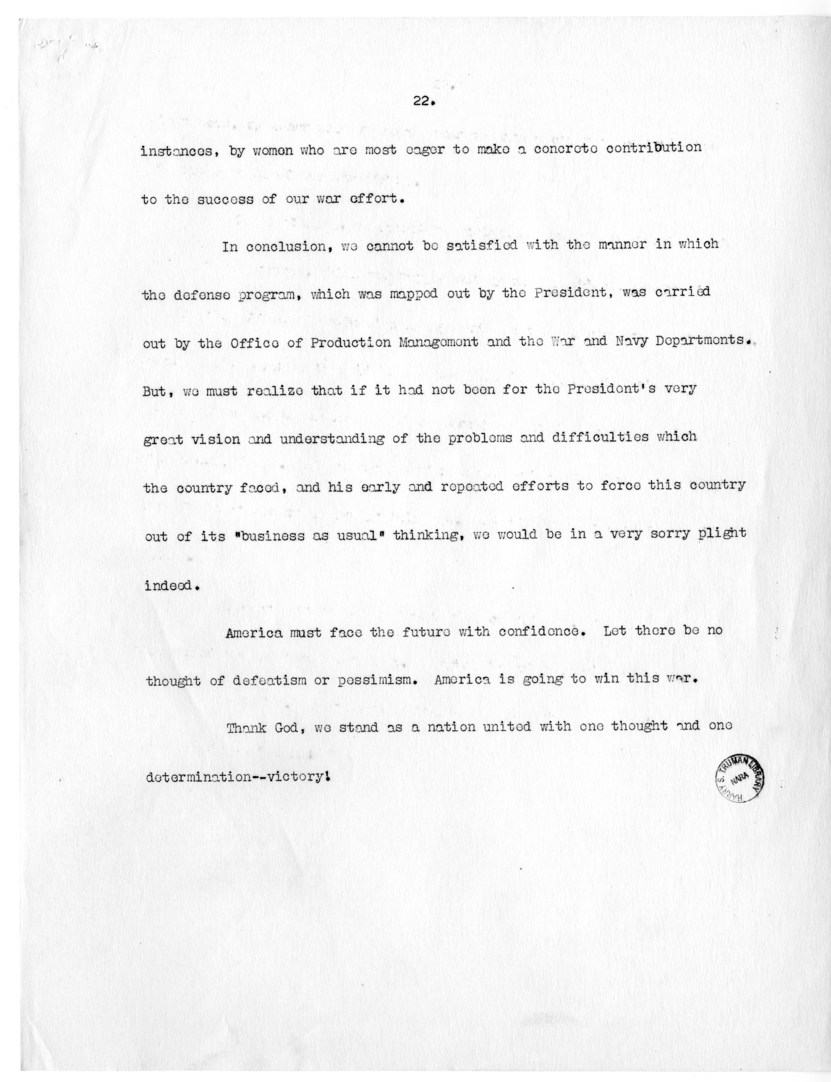 Draft Speech of Senator Harry S. Truman delivered at Philadelphia, Pennsylvania