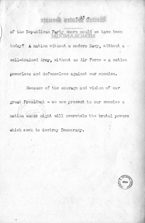 Speech of Senator Harry S. Truman at St. Louis, Missouri