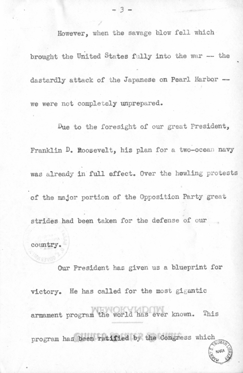 Speech of Senator Harry S. Truman at Perryville, Missouri