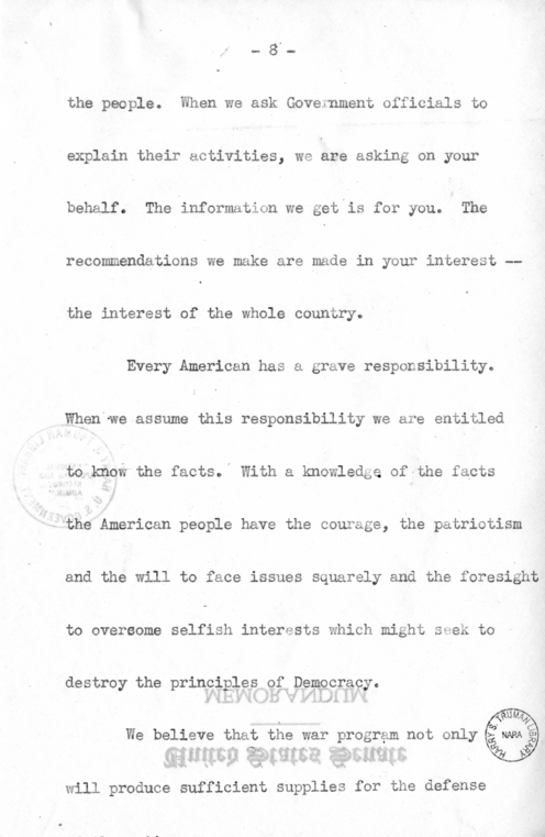 Speech of Senator Harry S. Truman at Perryville, Missouri