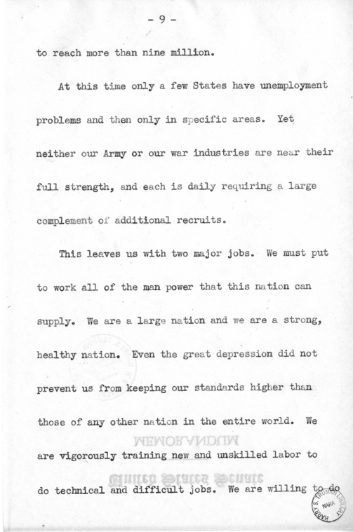 Campaign Speech of Senator Harry S. Truman