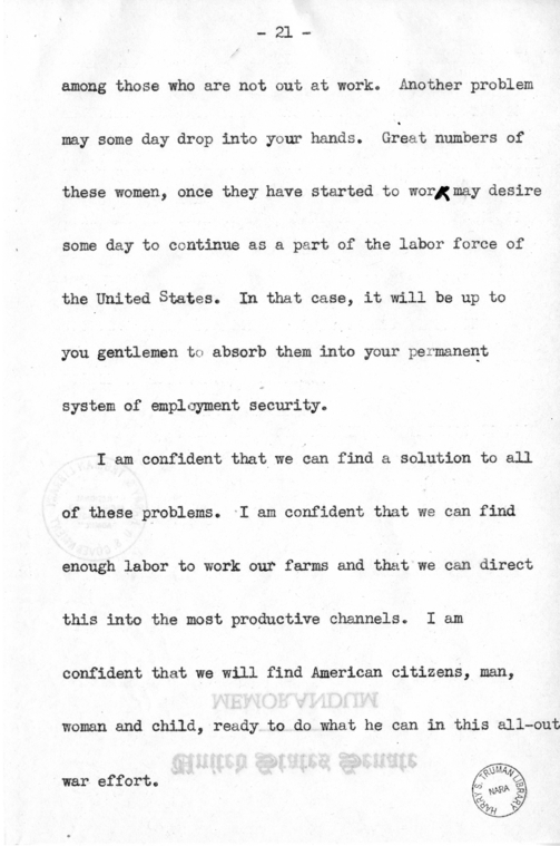 Campaign Speech of Senator Harry S. Truman