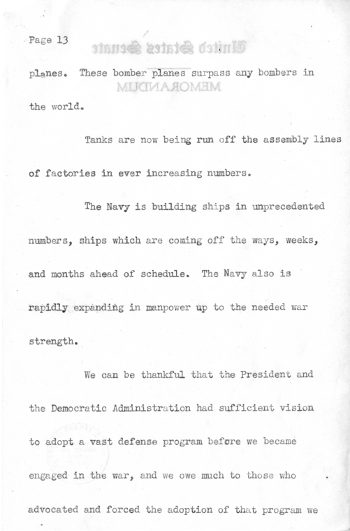 Speech of Senator Harry S. Truman in the 2nd Congressional District of Illinois