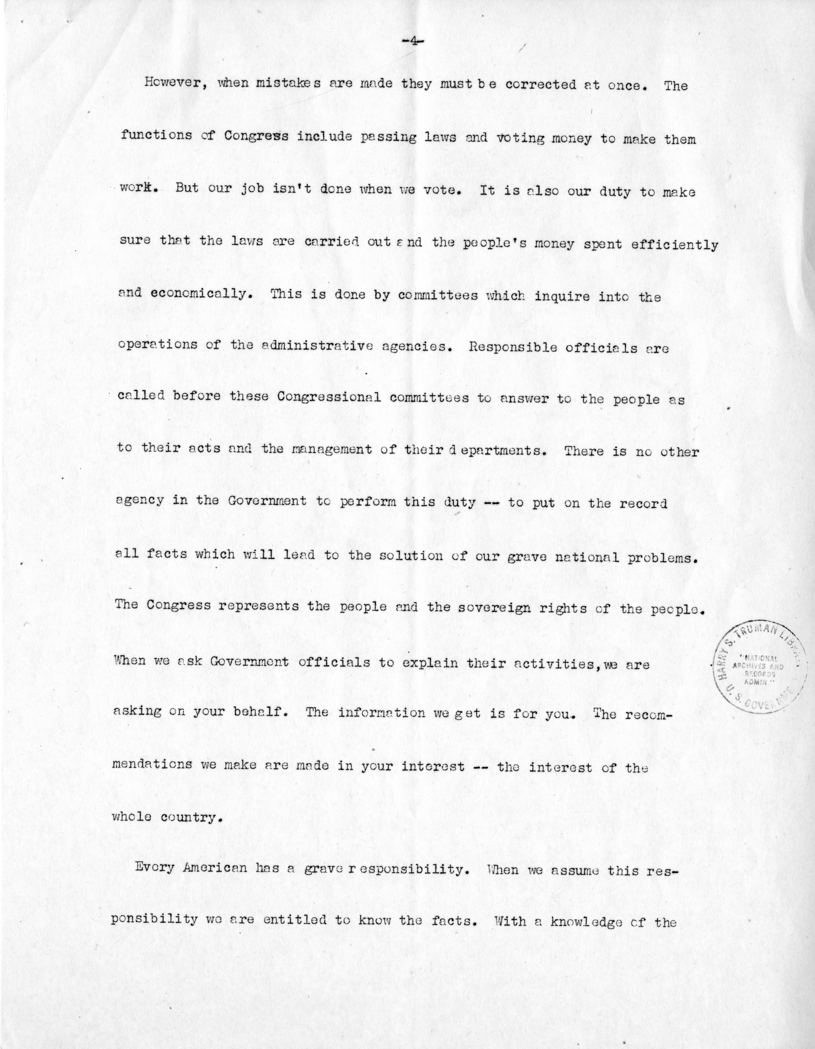 Speech of Senator Harry S. Truman at Caruthersville, Missouri