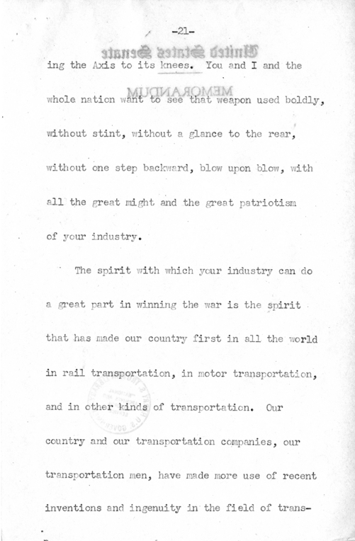 Speech of Senator Harry S. Truman Before the American Trucking Association at St. Louis, Missouri