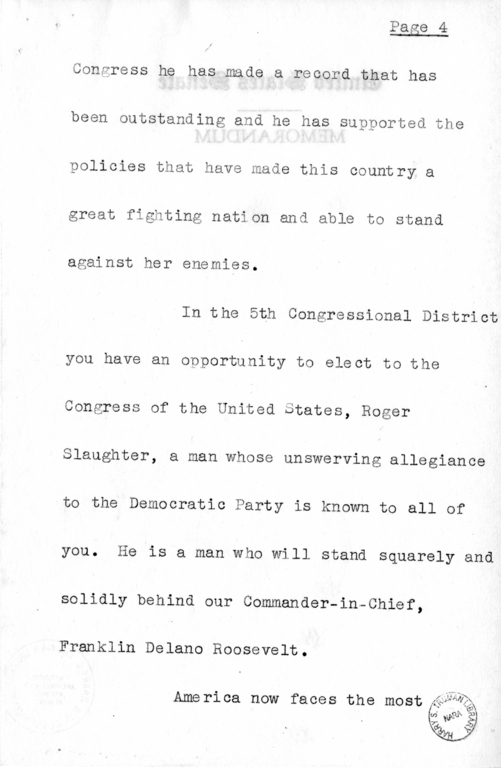 Speech of Senator Harry S. Truman at Jackson County, Missouri